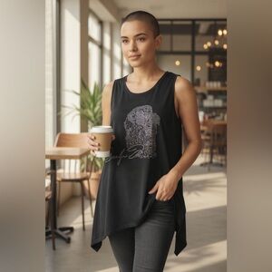 Black Sleeveless Tunic Top-Marilyn Monroe in Rhinestones - NWT (One-Size)